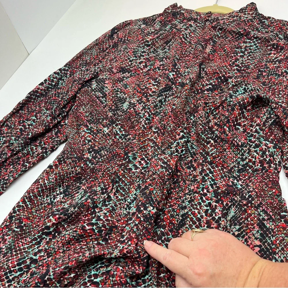 NICHOLAS Eleanor‎ Cross Neck Keyhole Gathered Printed Midi Dress SZ 10 NEW *FLAW - Picture 15 of 16